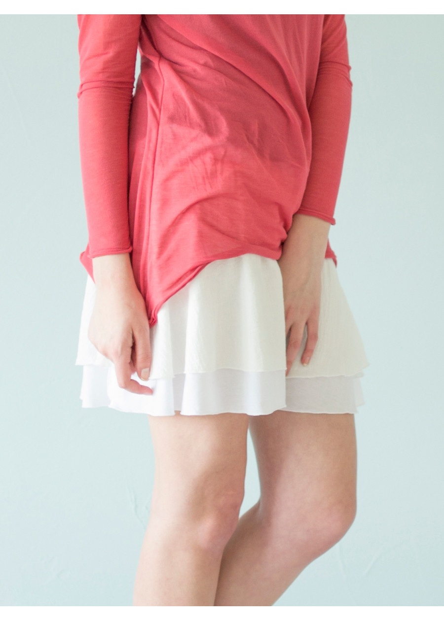 Jupe courte Carmen en étamine de coton bio blanc