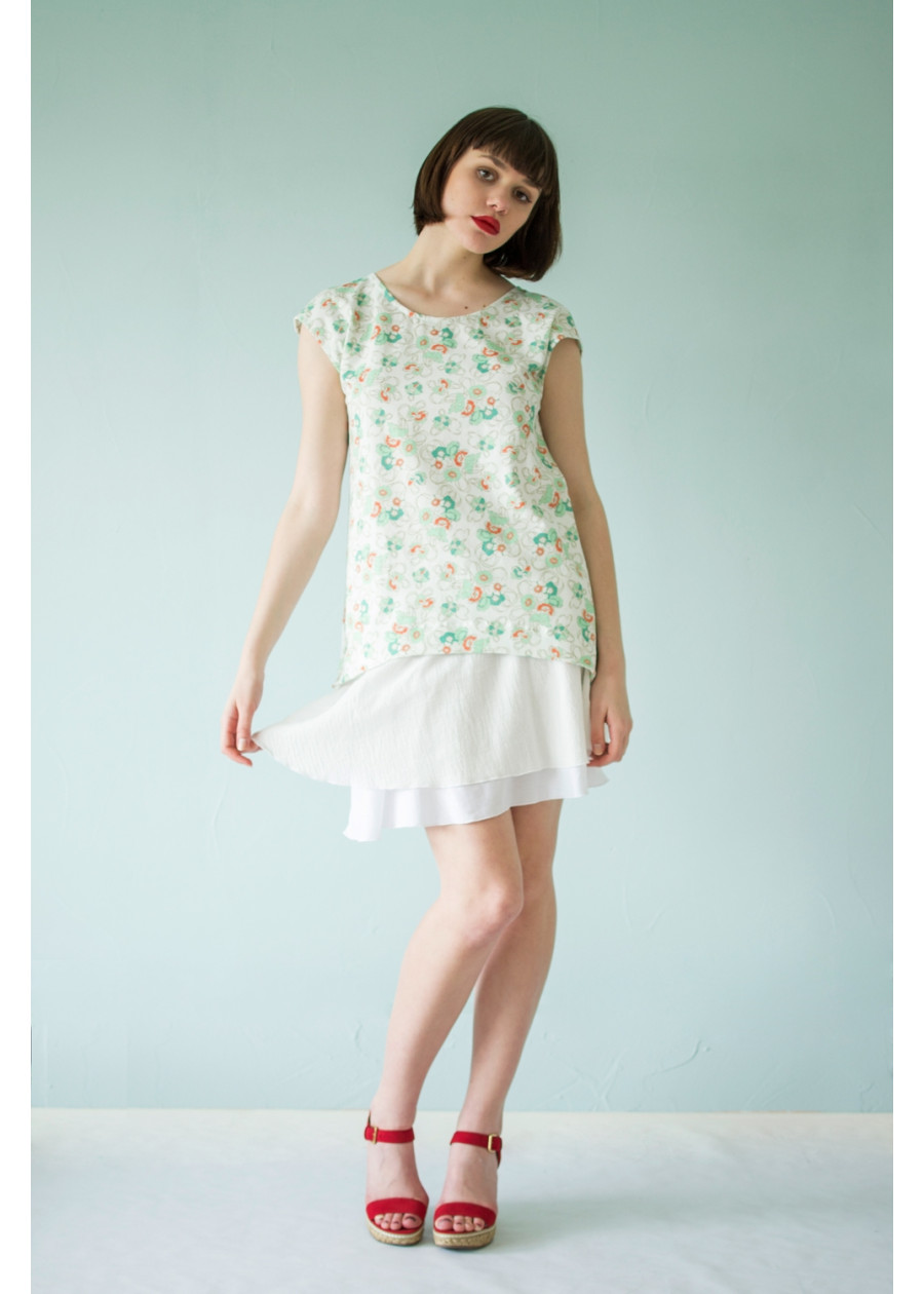 Jupe courte Carmen en étamine de coton bio blanc